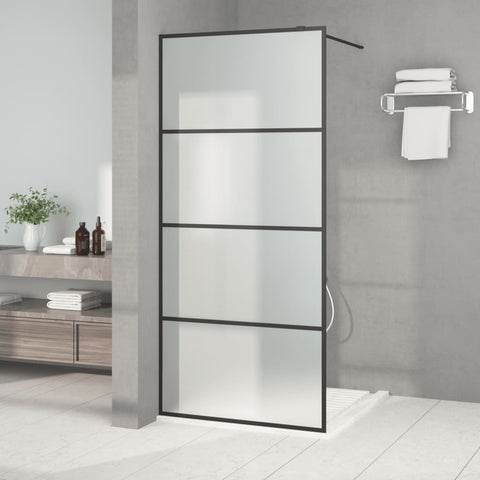 Walk-in Shower Wall Black 90x195 cm Frosted ESG Glass 152131