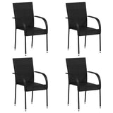 Dining Chair Set of 4 Black PE rattan, powder-coated steel 310084