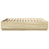 Bed Frame with LED without Mattress Sonoma Oak 200x200 cm 3209585