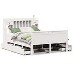 Bookcase Bed without Mattress White 150x200 cm King Solid Wood Pine 3308919
