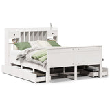 Bookcase Bed without Mattress White 150x200 cm King Solid Wood Pine 3308919