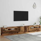 TV Cabinet with LED Lights Old Wood 300x35x40 cm Engineered Wood 3329169