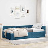 Corner Bed Frame with Headboard Blue 80 cm x 200 cm Velvet 42016060
