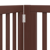 Dog Gate with Door Foldable 4 Panels Brown 320 cm Poplar Wood 352267