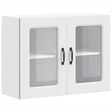 Kitchen Wall Cabinet with Glass Door Kalmar White Engineered Wood 853607