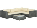3 Pieces PE Rattan Garden Furniture Set 10 cm Thick Cushions, 4 Seater Garden Corner Sofa Set T3398P314225