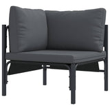 Garden Sofa Set with Cushion 7 pcs Black Steel 3378959