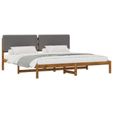 Bed Frame with Upholstered Headboard Natural and Light Grey 3405054