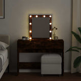 Dressing Table with LED Smoked Oak 100x40x130 cm 848196