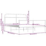 Metal Bed Frame without Mattress Brown Oak 150x200 cm King Size 3318708