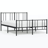 Metal Bed Frame without Mattress with Footboard Black 120x200cm 352496