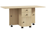 Six-Person Drop Leaf Dining Table, with Storage - Wood-Effect T3398P329436