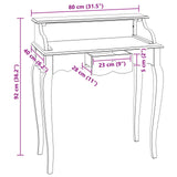 Writing Desk with Drawer Brown and White 80 x 40 x 92 cm 42012408
