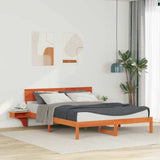 Bed Frame with Headboard Wax Brown 150 x 200 cm Solid Pine Wood 873444