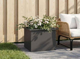 Garden Planter with LED Black 40 x 40 x 40 cm Steel 8008126