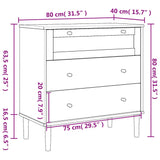 Drawer Cabinet SENJA Rattan Look White 80x40x80 cm Solid Wood Pine 358023
