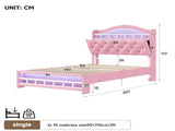 3ft Single Upholstered Velvet Bed Frame, LED Bed Frame with Charging Station & Diamond Tufted N652P399022P