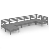 7 Piece Garden Lounge Set Solid Wood Pine Grey 3082966