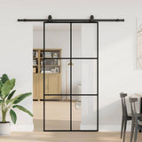 Sliding Door with Hardware Set Black 102x205 cm ESG Glass 3375846