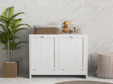 Double Hamper Laundry Storage Cabinet - White T3398P343159