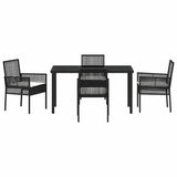 Garden Dining Set with Cushion 5 pcs Black Poly Rattan 3379865