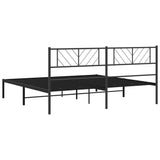 Metal Bed Frame without Mattress with Headboard Black 200x200cm 372186
