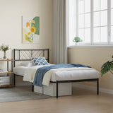 Metal Bed Frame without Mattress with Headboard Black 80x200cm 372170