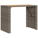 ZNTS Garden Bar Table with Acacia Wood Top Grey 145x80x110 cm Poly Rattan 368699