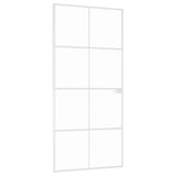 Interior Door White 93x201.5 cm Tempered Glass&Aluminium Slim 153672
