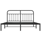 Bed Frame Black Steel Double Durable Bed Frame Rectangular 352583
