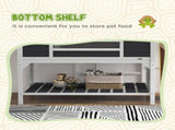 Wooden Tortoise Enclosure w/ Adjustable Lamp Holder, Openable Lid, Dual Main Houses, Storage Shelf, T3398P350005