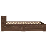 Bed Frame with Headboard without Mattress Brown Oak 140x200 cm 3295568