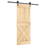Sliding Door Natural and Black 80 x 210 cm Solid Pine Wood 3445130