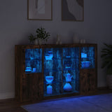 Sideboards with LED Lights 3 pcs Smoked Oak Engineered Wood 3209139