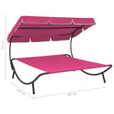 Outdoor Lounge Bed with Canopy Pink 313528