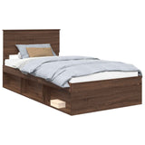 Bed Frame with Headboard Brown Oak 100 x 200 cm Solid Pine Wood 3410642