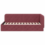 Corner Bed Frame with Headboard Wine Red 90 x 200 cm Fabric 42016498