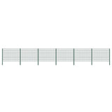 Fence Panel with Posts Iron 1040x120 cm Green 278666