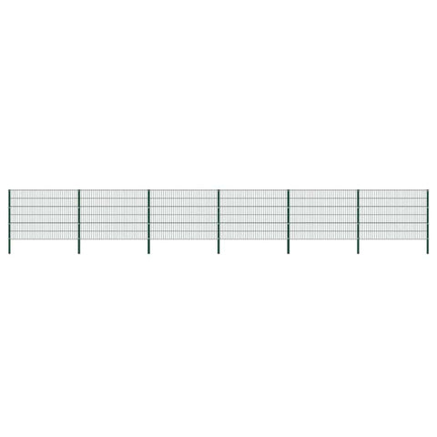 Fence Panel with Posts Iron 1040x120 cm Green 278666