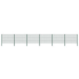 Fence Panel with Posts Iron 1040x120 cm Green 278666