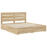 Bed Frame with Drawer Sonoma Oak 200 x 200 cm Engineered Wood 3411939