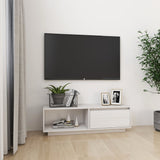 TV Cabinet White 110x30x33.5 cm Solid Pinewood 809889
