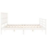 Bed Frame without Mattress White 200x200 cm Solid Wood 3194137