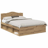 Bed Frame Artisian Oak 160 x 200 cm Solid Pine Wood 3412879