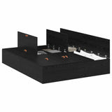 Storage Bed Frame Black Oak 160 x 200 cm Engineered Wood 3335390