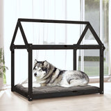 Dog Bed Black 111x80x100 cm Solid Wood Pine 822221