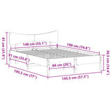 Bed Frame without Mattress White 140x190 cm Solid Wood Pine 3328245
