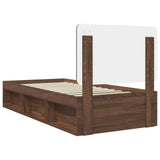 Bed Frame with Headboard Brown Oak 90 x 190 cm Solid Pine Wood 3412548