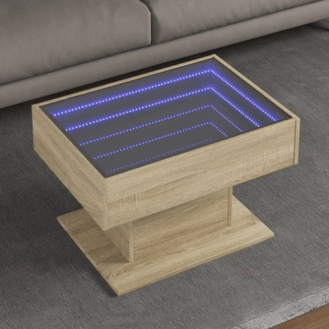 ZNTS Coffee Table with LED Sonoma Oak 70x50x45 cm Engineered Wood 847534