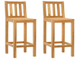 Bar Stool 2 pcs Natural Solid Teak Wood 42030011
